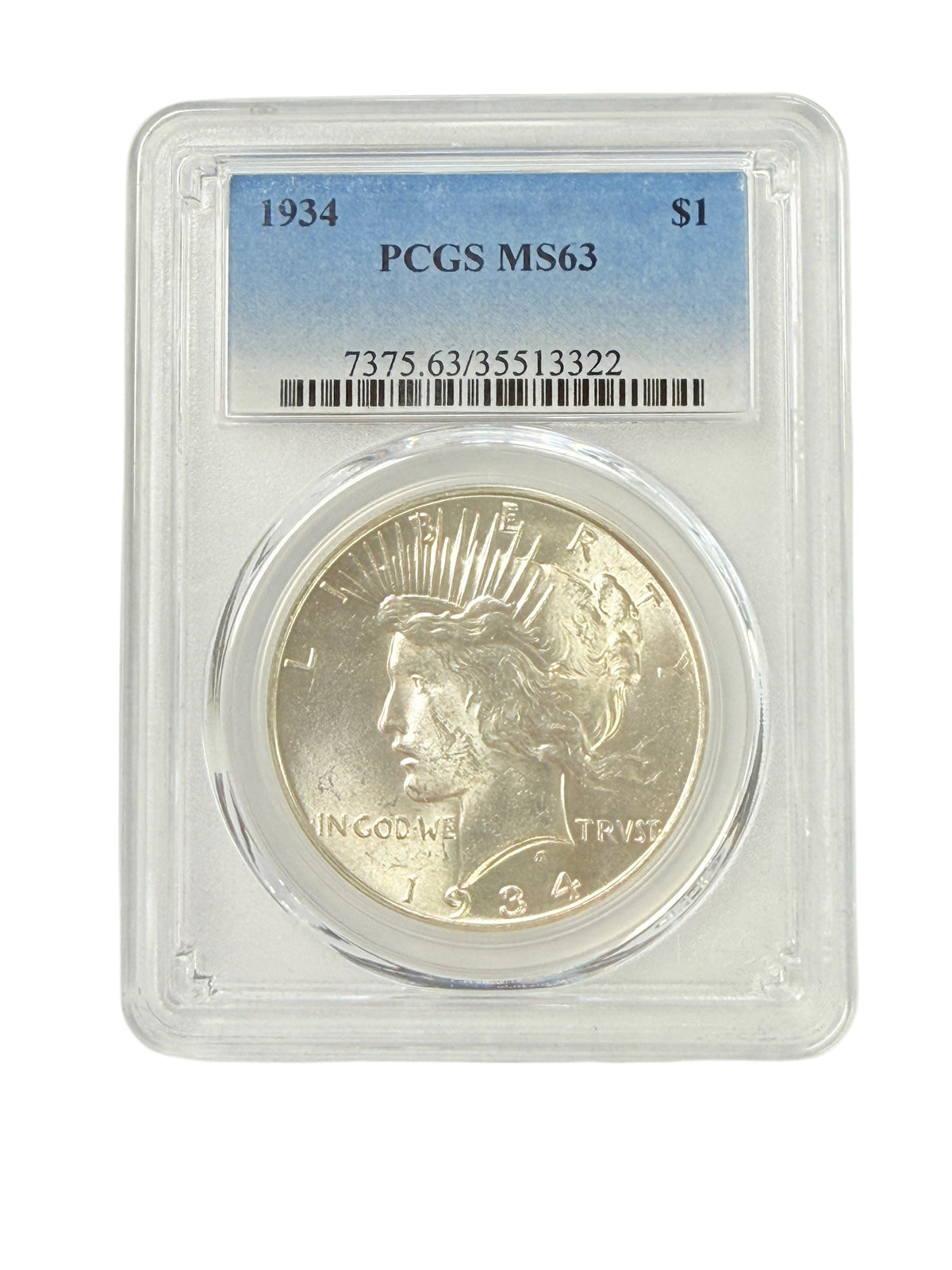 1934 Peace Silver Dollar PCGS MS63
