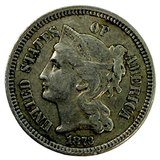 1873 Closed 3 Three Cent Nickel (VF)