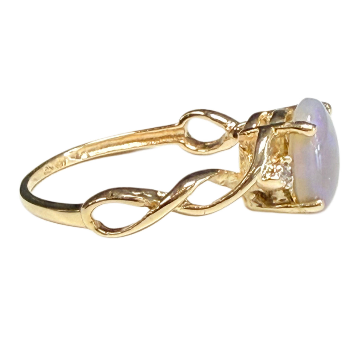 10k Gold Moonstone and Diamond Ring