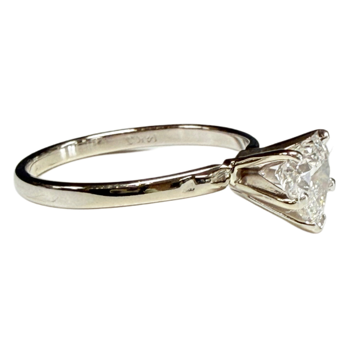 14k White Gold Heart Diamond Solitaire Ring