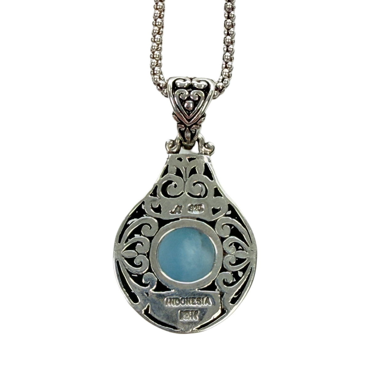 Silver Gold & Larimar Necklace