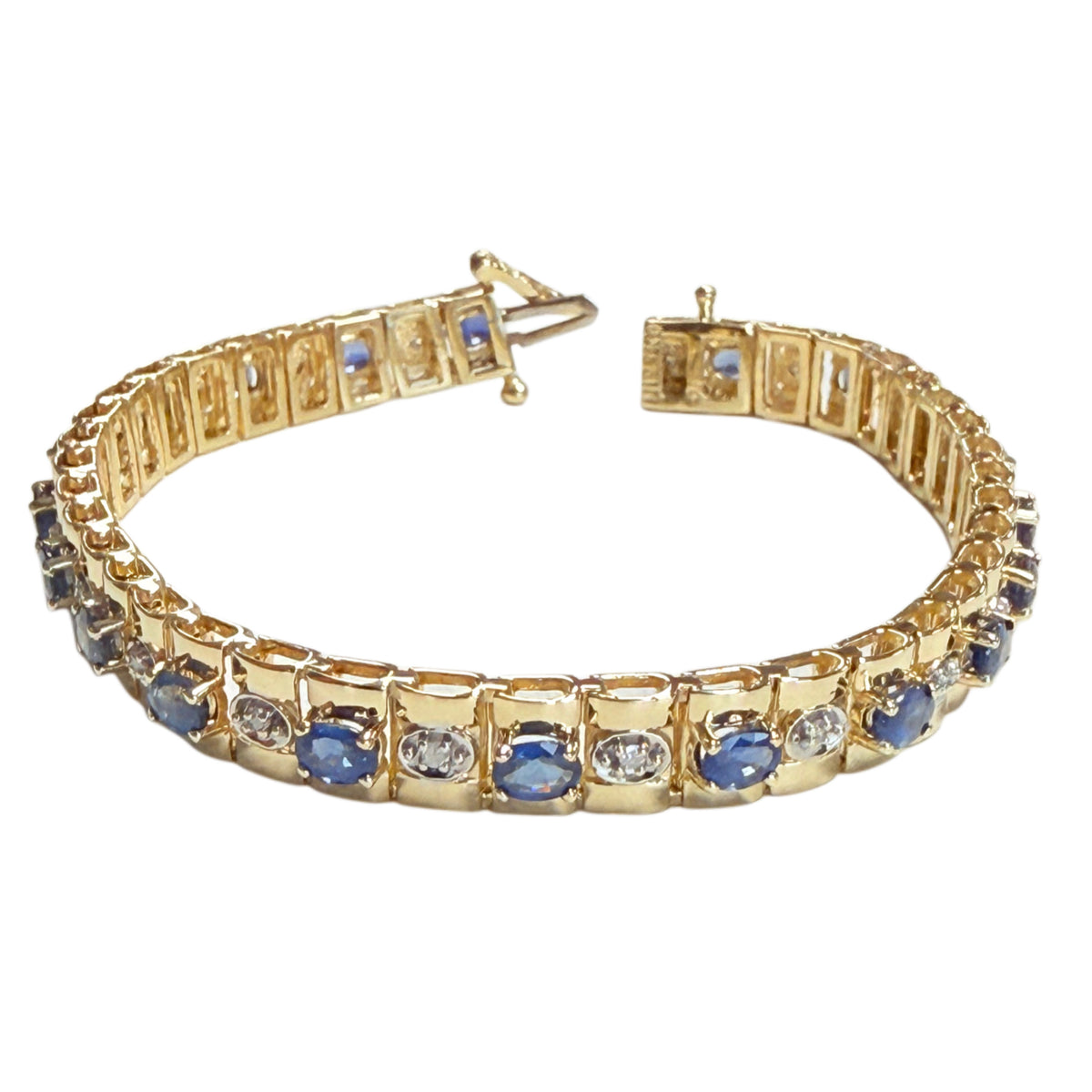 14k Yellow Gold Sapphire & Diamond Bracelet