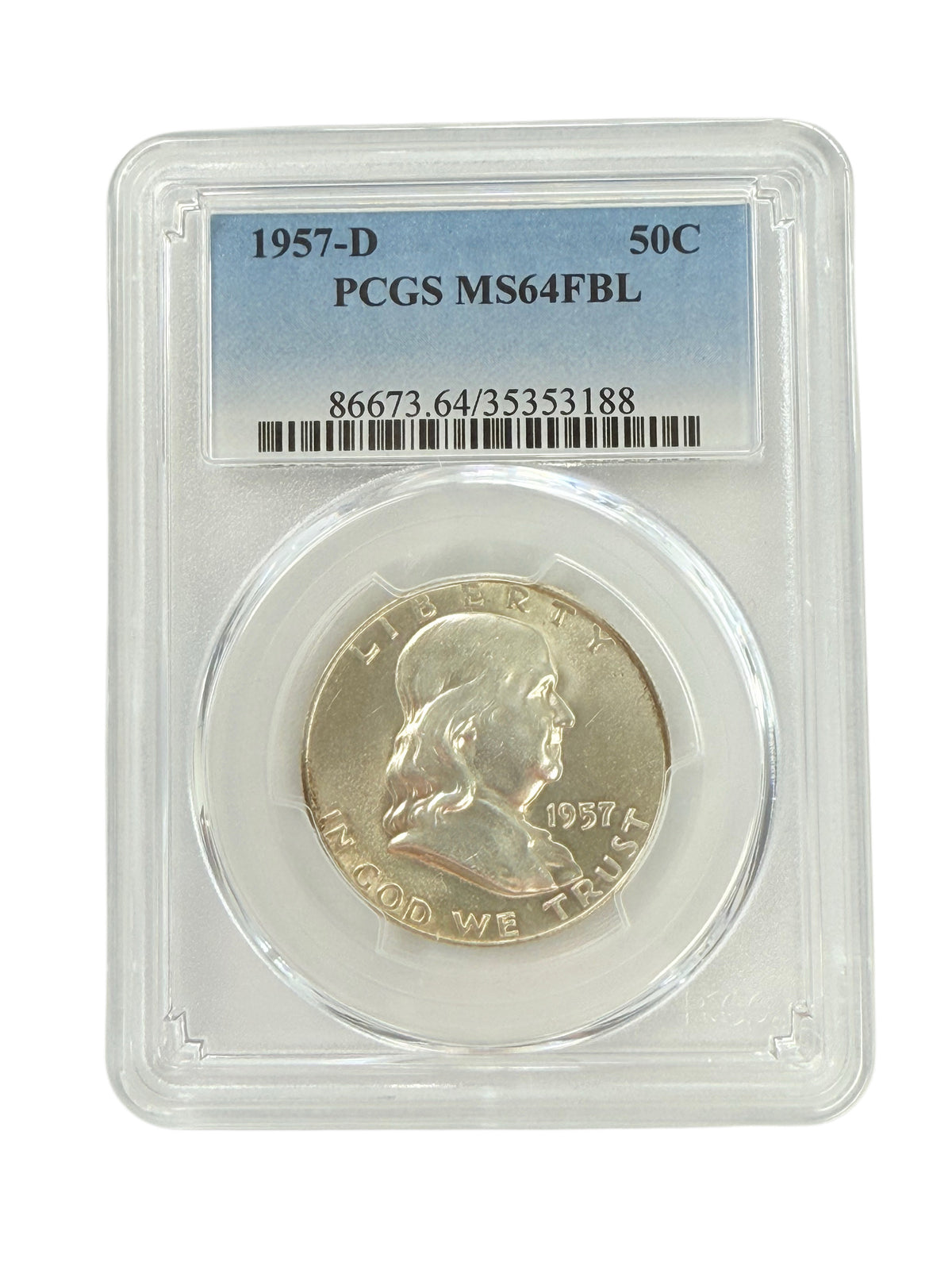 1957-D Franklin Half Dollar PCGS MS64 FBL