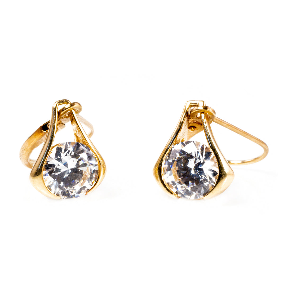 14 k Gold &amp; Cubic Zirconia Earrings