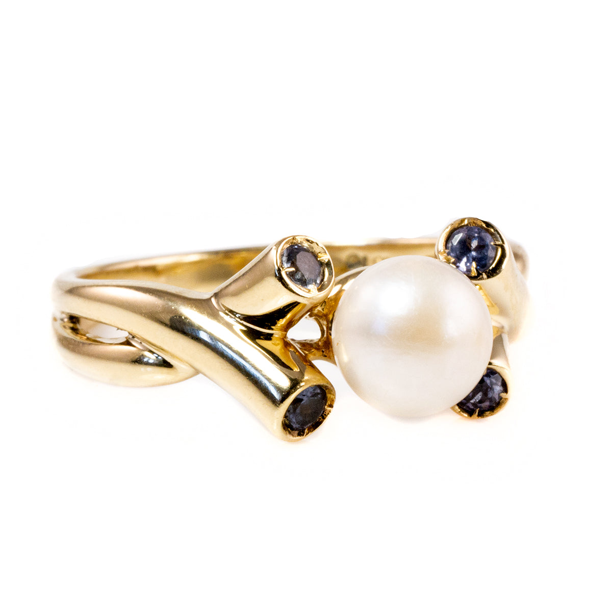 14 k Gold Pearl &amp; Tanzanite Ring