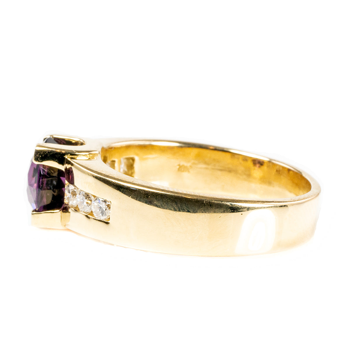 18 k Gold Amethyst &amp; Diamond Ring