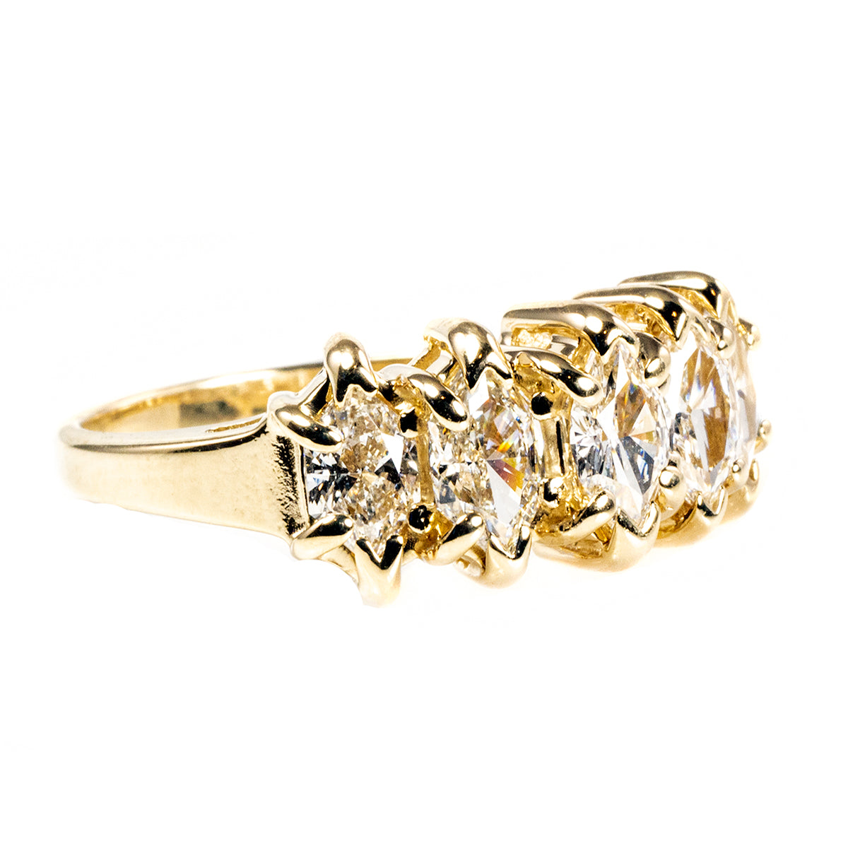 14 k Gold Marquise Cut Diamond Ring