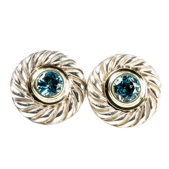 David Yurman Blue Topaz Cookie Stud Earrings