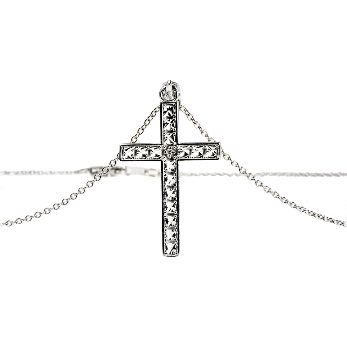 14 k White Gold Cross Necklace