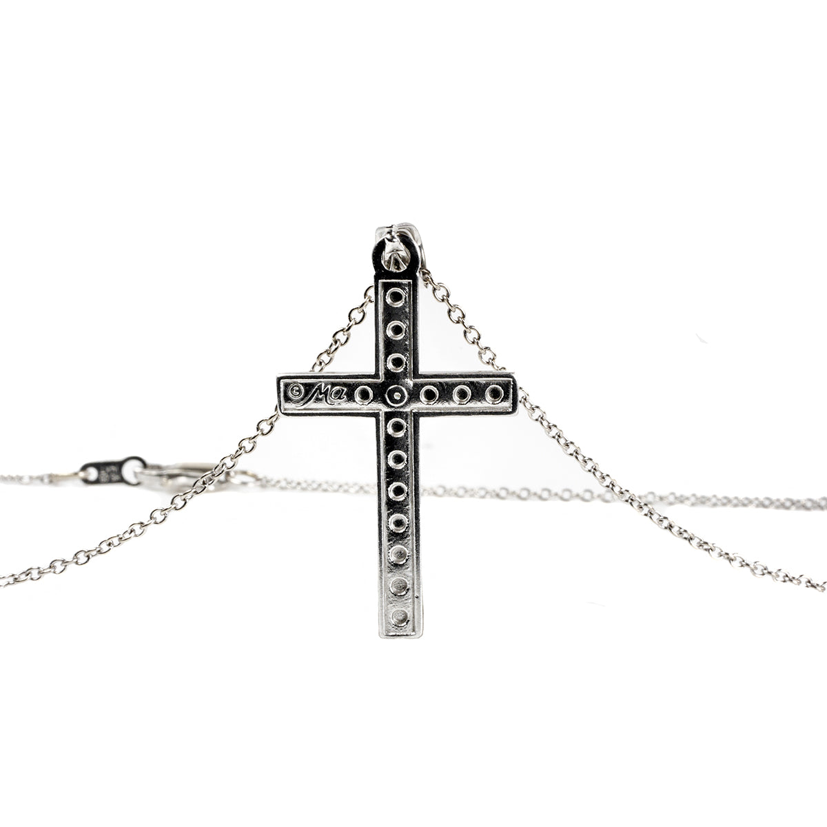 14 k White Gold Cross Necklace