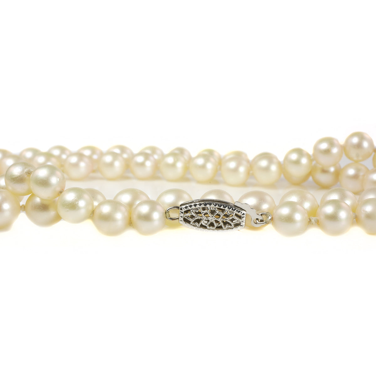 14 k White Gold &amp; Pearl Necklace