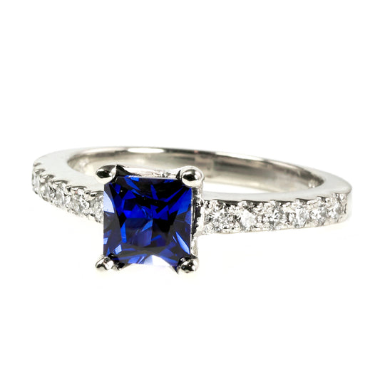 14 k White Gold Sapphire & Diamond Ring