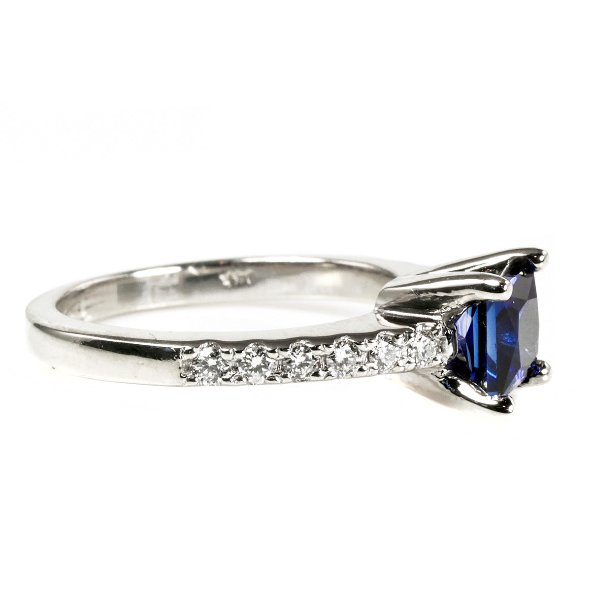 14 k White Gold Sapphire &amp; Diamond Ring