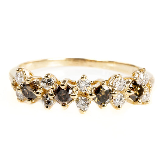 14 k Gold Chocolate & White Diamond Ring