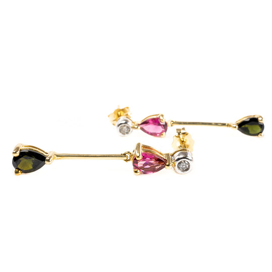 10 k Gold & Gemstone Drop Earrings