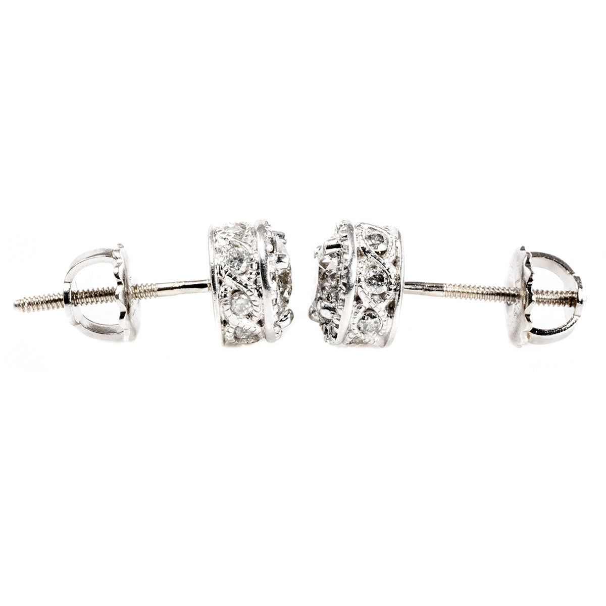 10 k White Gold Diamond Halo Earrings