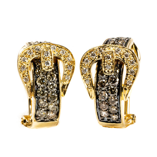 Le Vian 14 k Gold & Chocolate Diamond Buckle Earrings