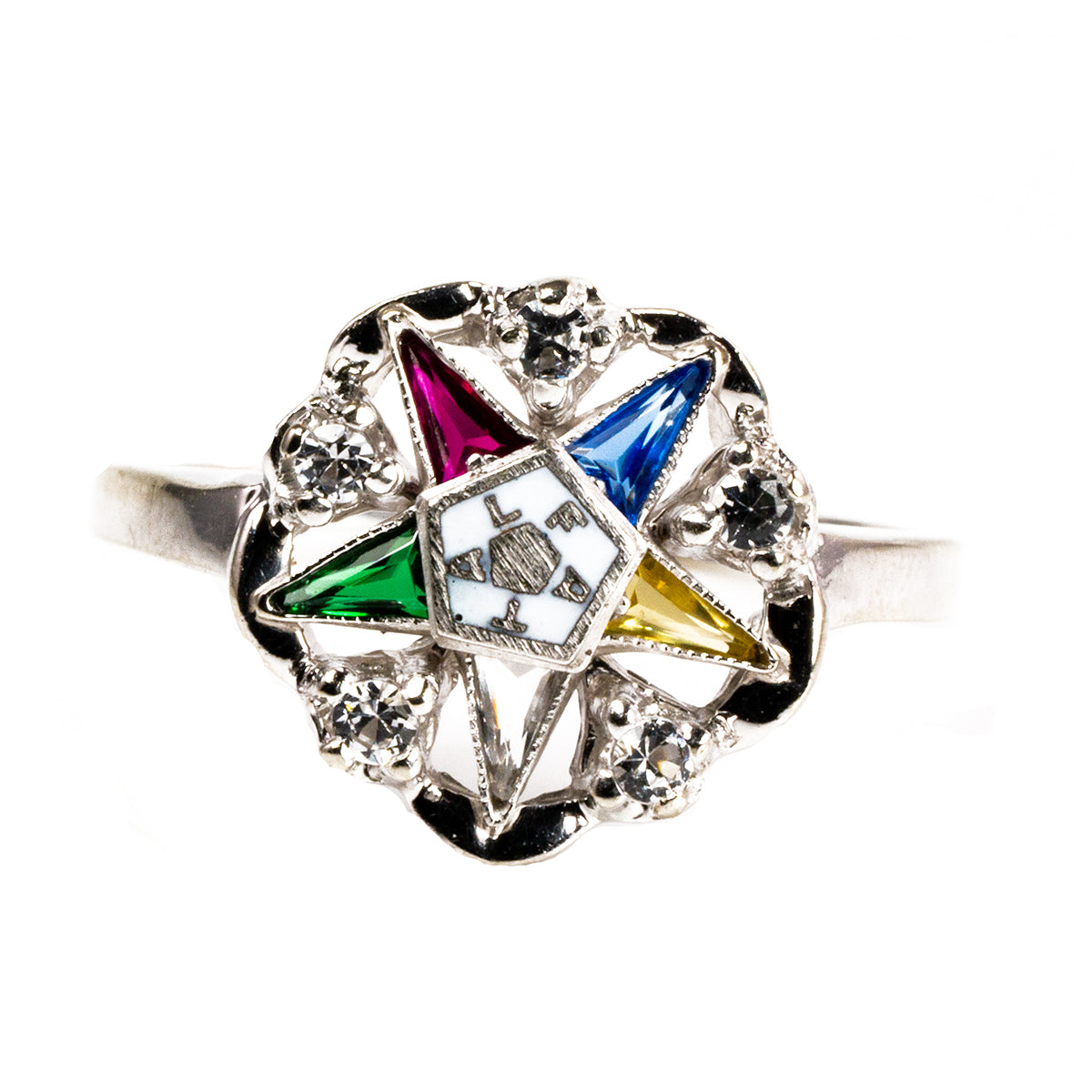 10 k White Gold Eastern Star Ring