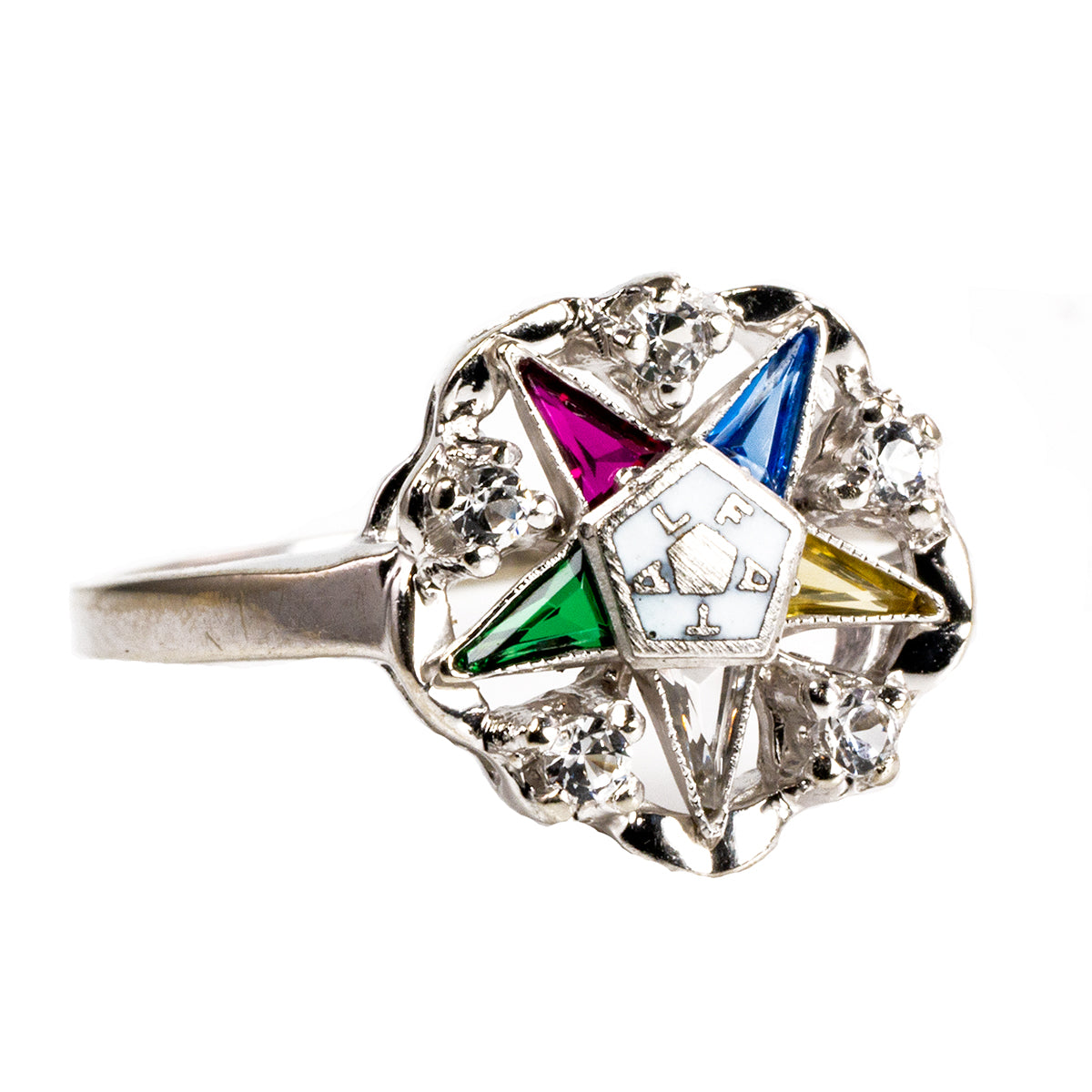 10 k White Gold Eastern Star Ring