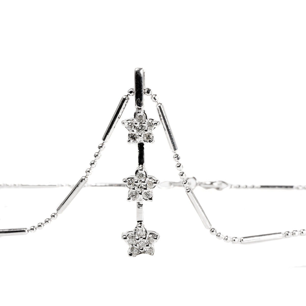 14 k White Gold Diamond Star Necklace