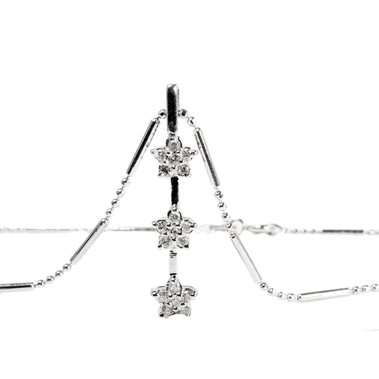 14 k White Gold Diamond Star Necklace