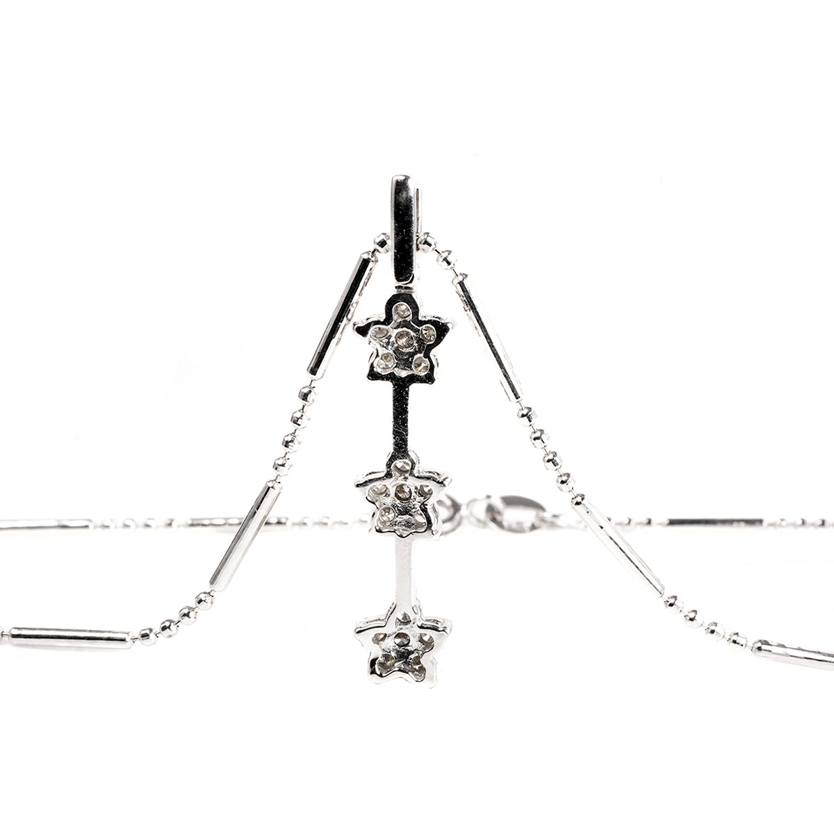 14 k White Gold Diamond Star Necklace