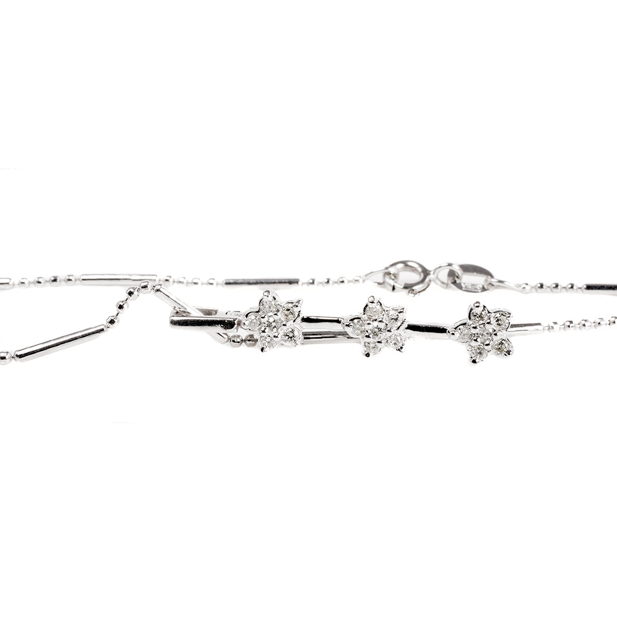 14 k White Gold Diamond Star Necklace