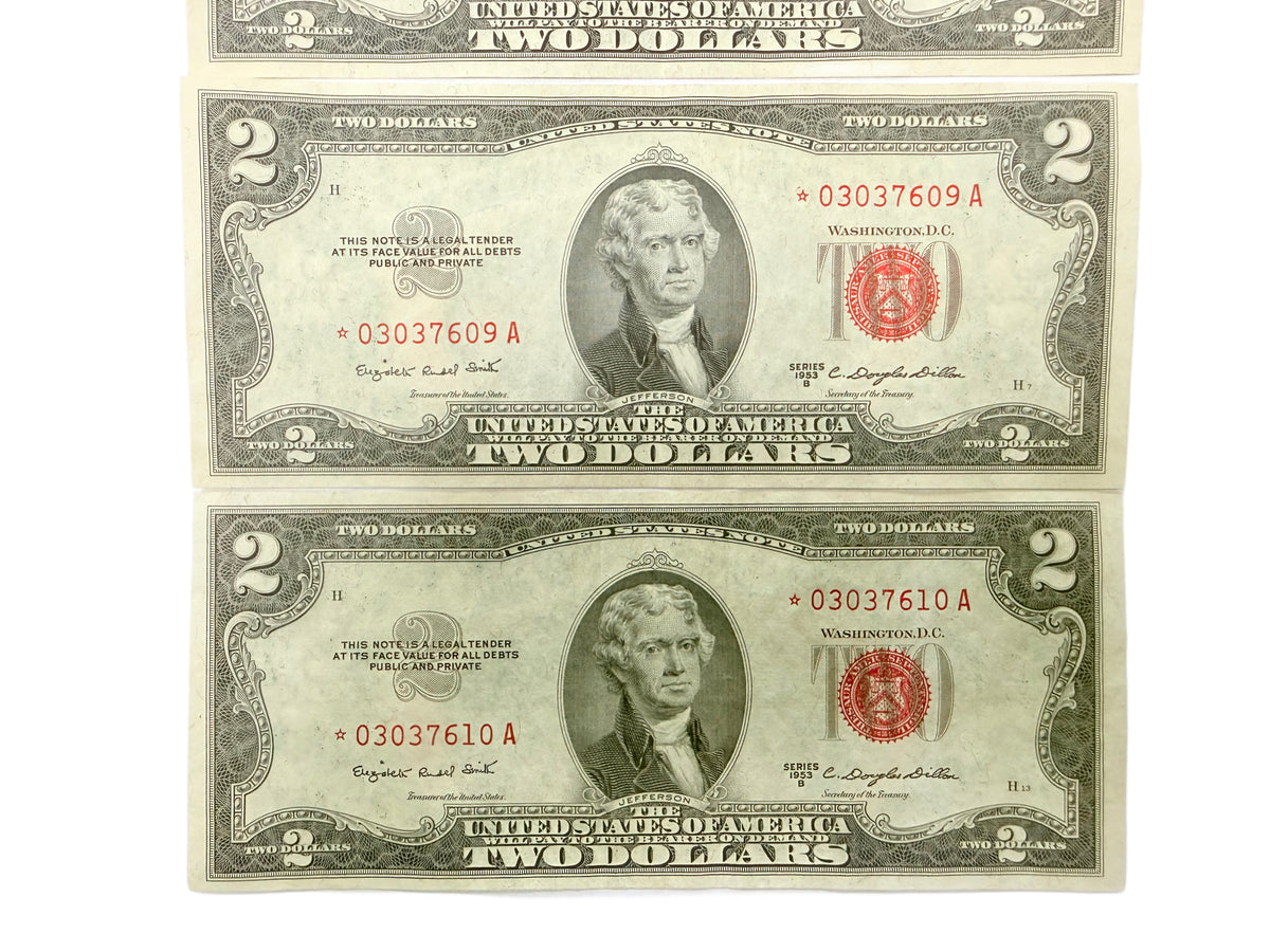 Lot of 4 Consecutive 1953-B $2 Legal Tender Star Notes (XF)