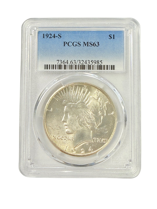 1924-S Peace Silver Dollar PCGS MS63