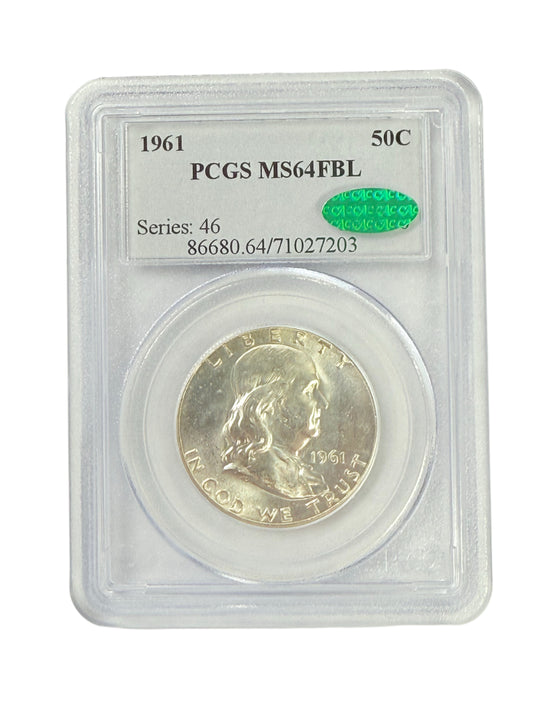 1961 Franklin Half Dollar PCGS MS64 FBL CAC