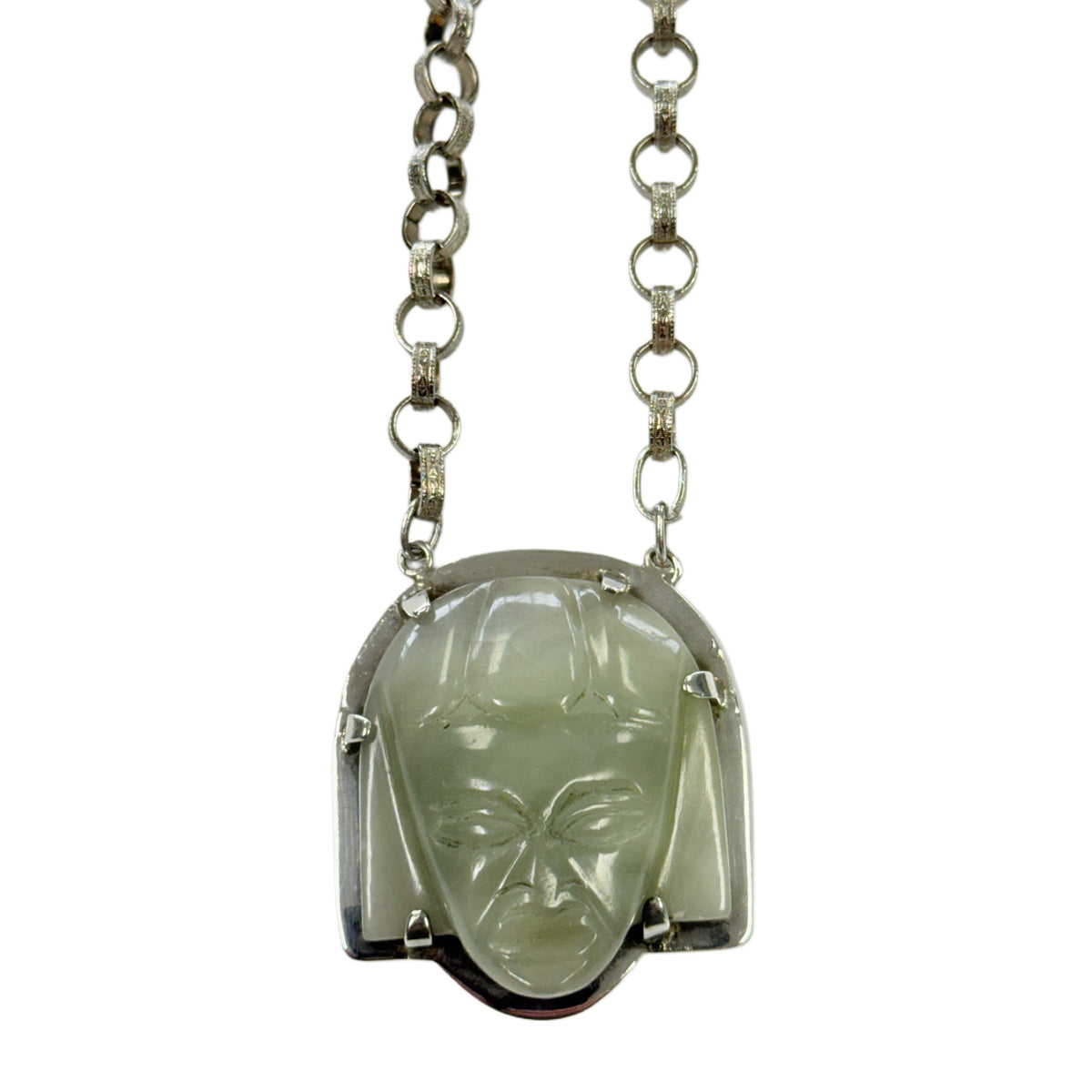 Silver & Carved Jade Necklace