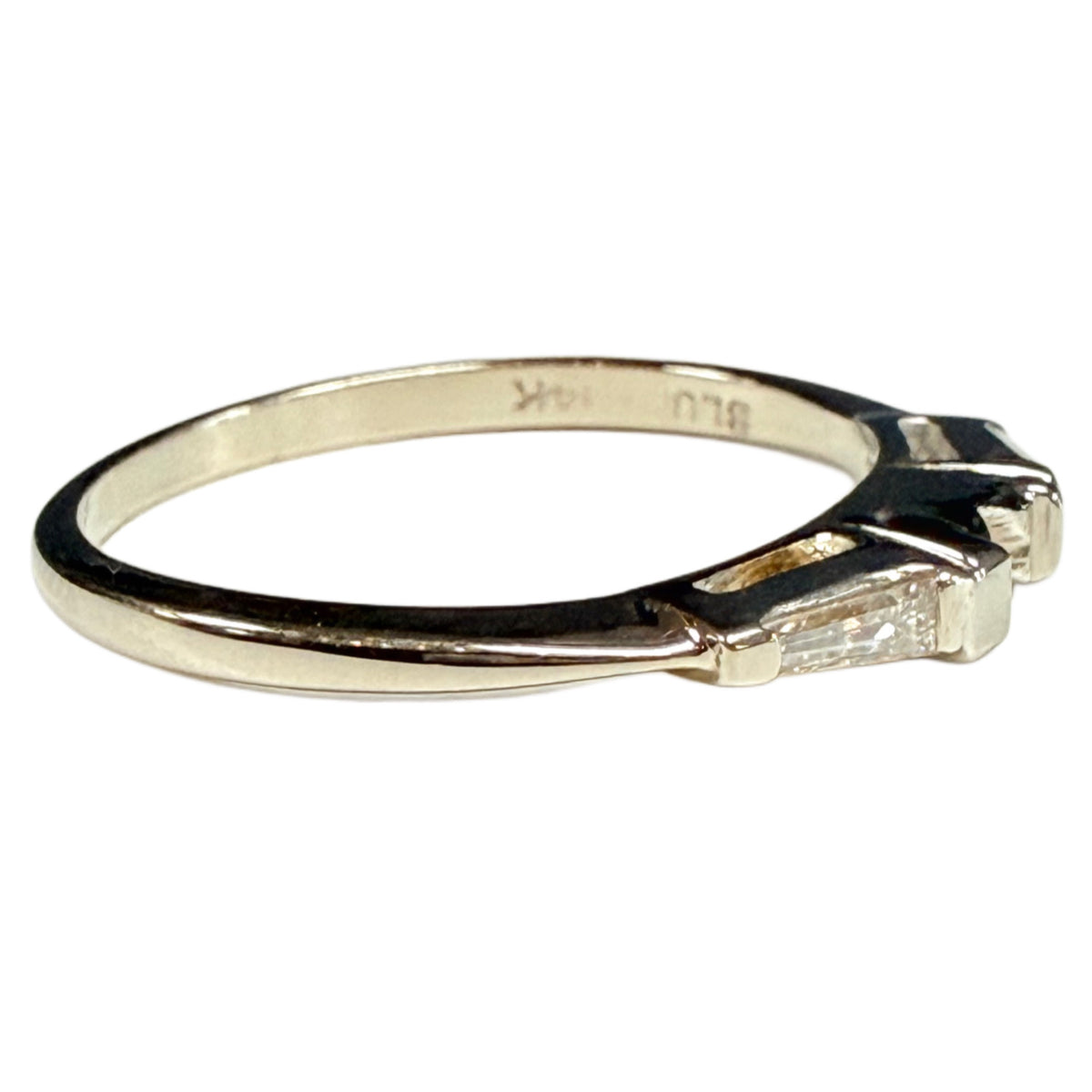 Vintage 14k White Gold Marquise Diamond Ring With Matching Band