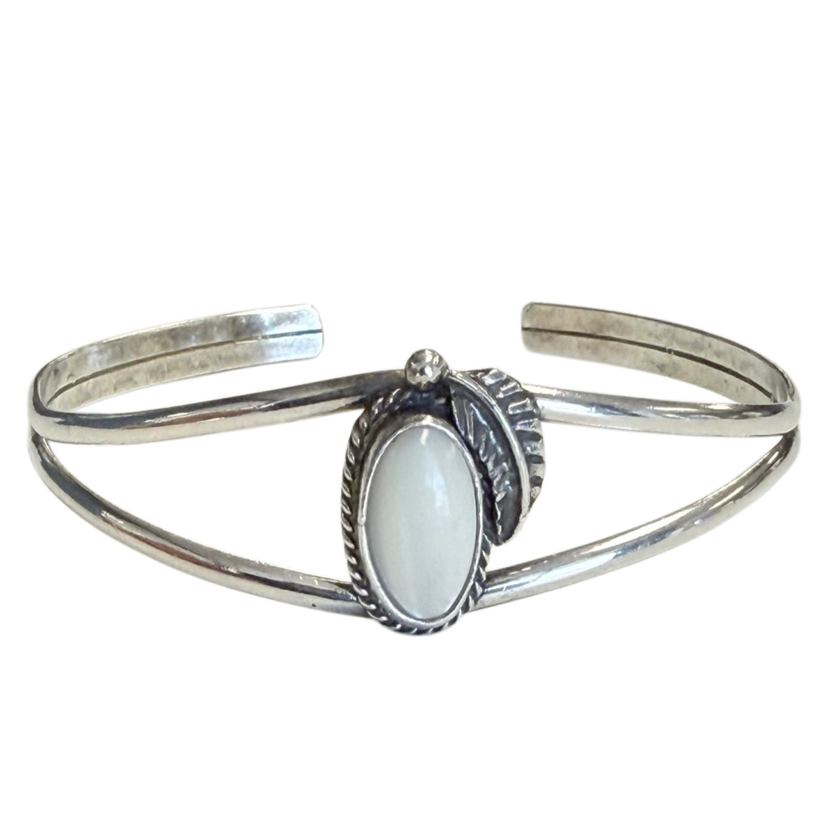 Native American Sterling Mother of Pearl Bangle