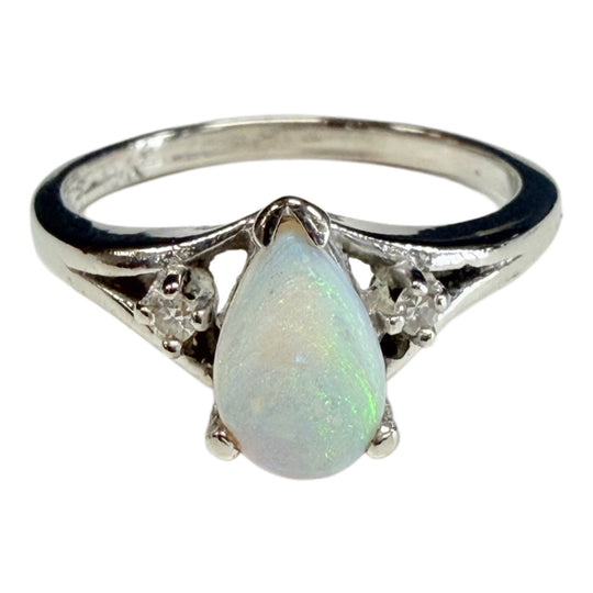 10k Gold Opal & Diamond Ring