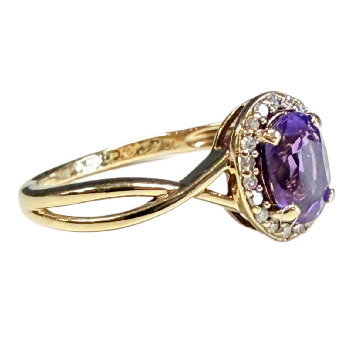 10k Gold Amethyst & Diamond Ring