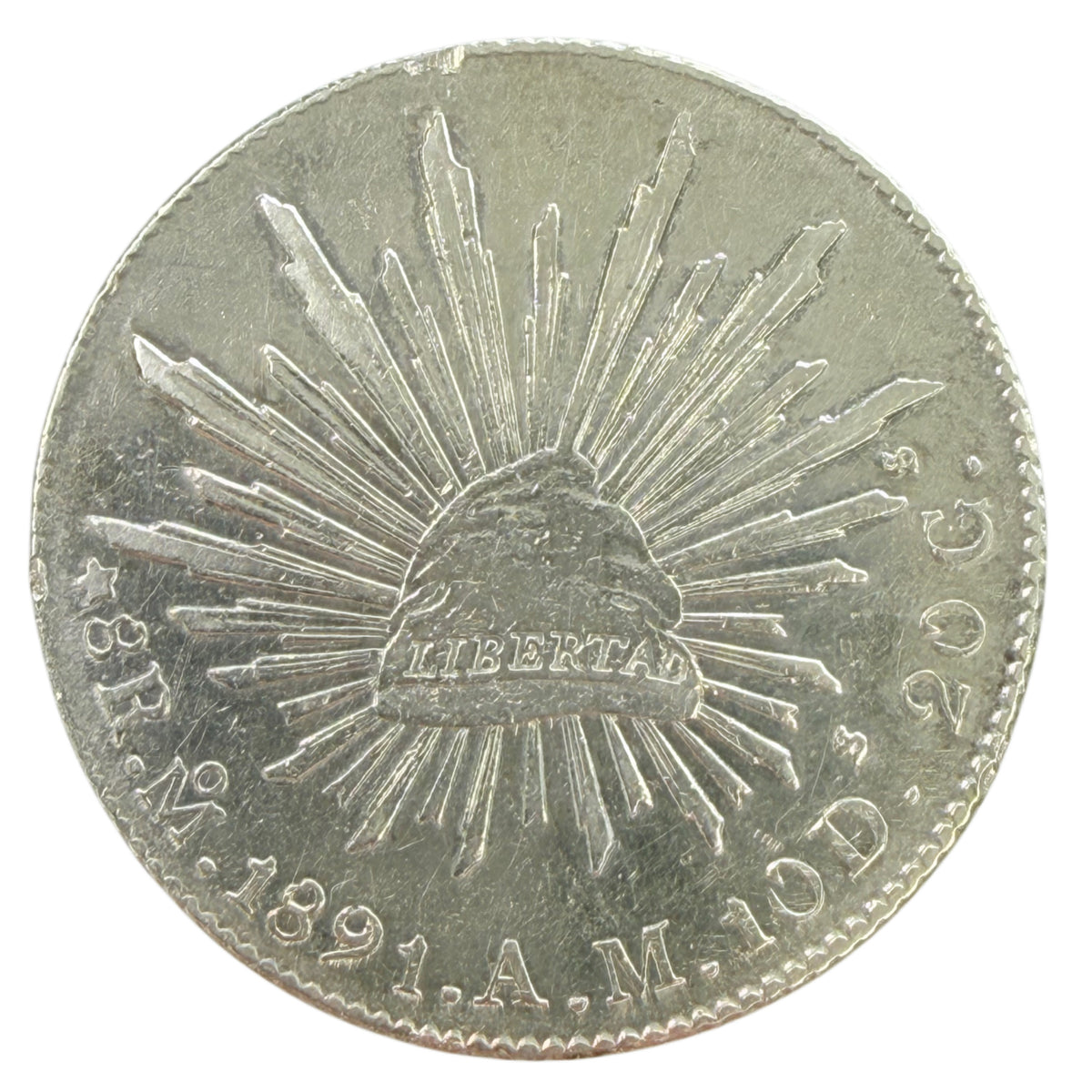1891 Mo AM Mexico 8 Reales (AU Details)