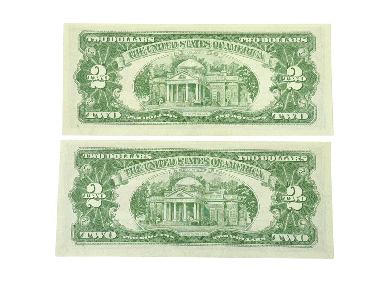 Lot of 2 Consecutive 1963 $2 Legal Tender (CU)