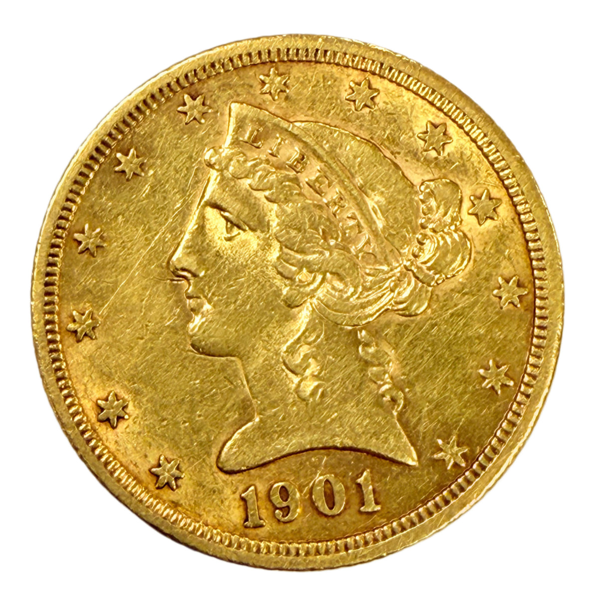 1901-S $5 Liberty Gold Half Eagle (AU Details)