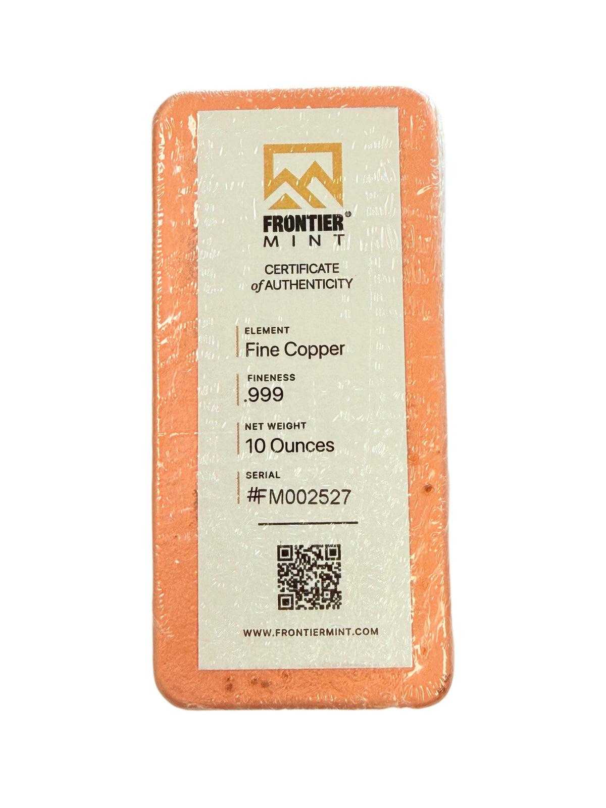 Frontier Mint 10 oz Copper Bar (Secondary)