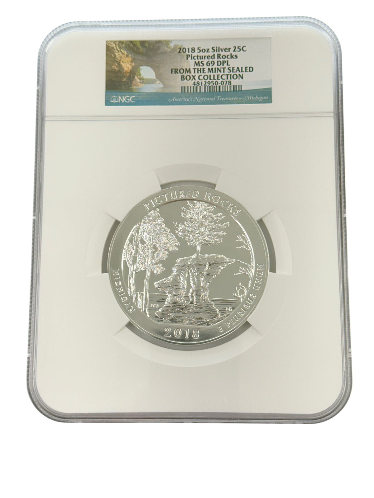 2018 5 oz Silver American The Beautiful Pictured Rocks National Lakeshore NGC MS69 DPL