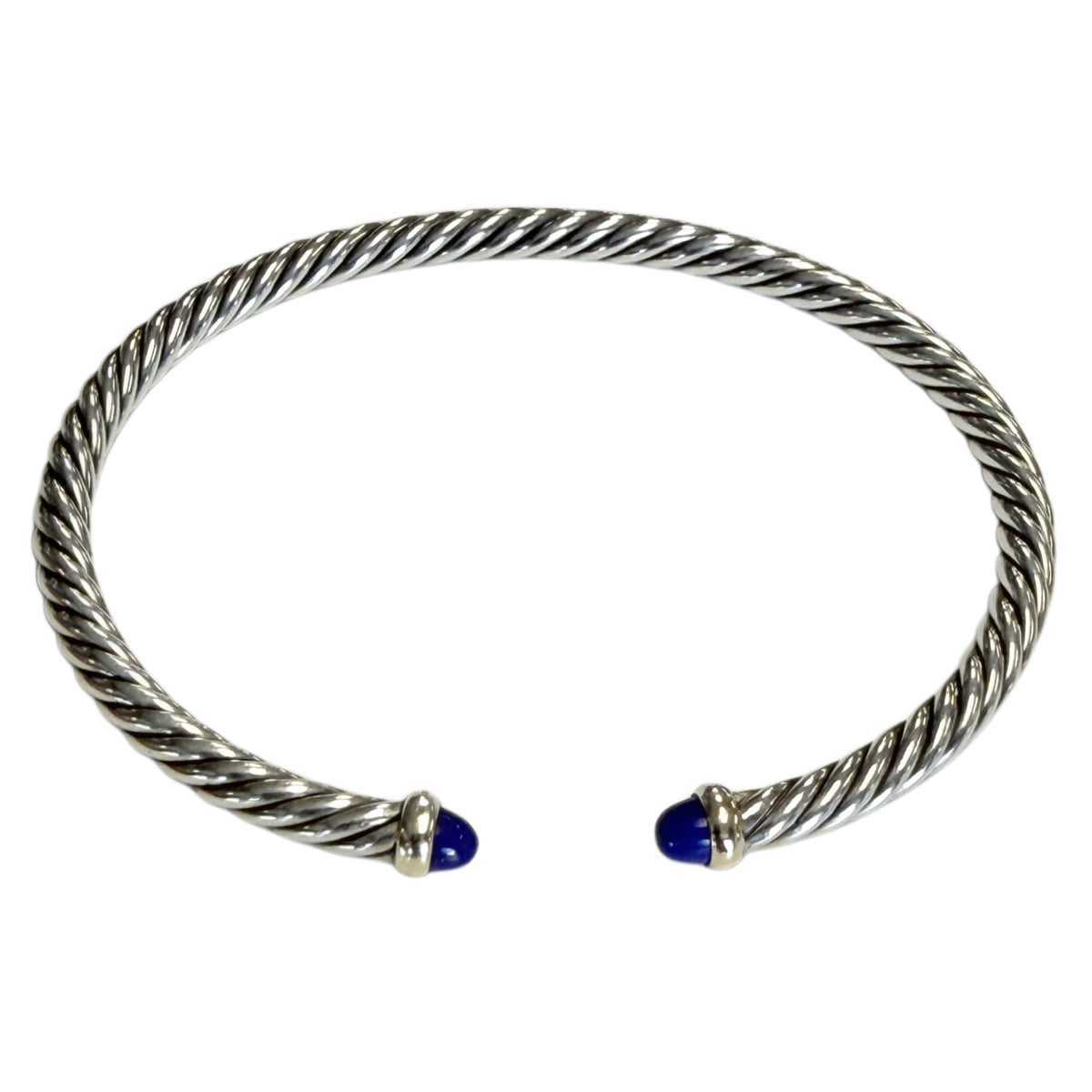 David Yurman Silver & 18k Gold Classic Cable Bracelet with Lapis Lazuli