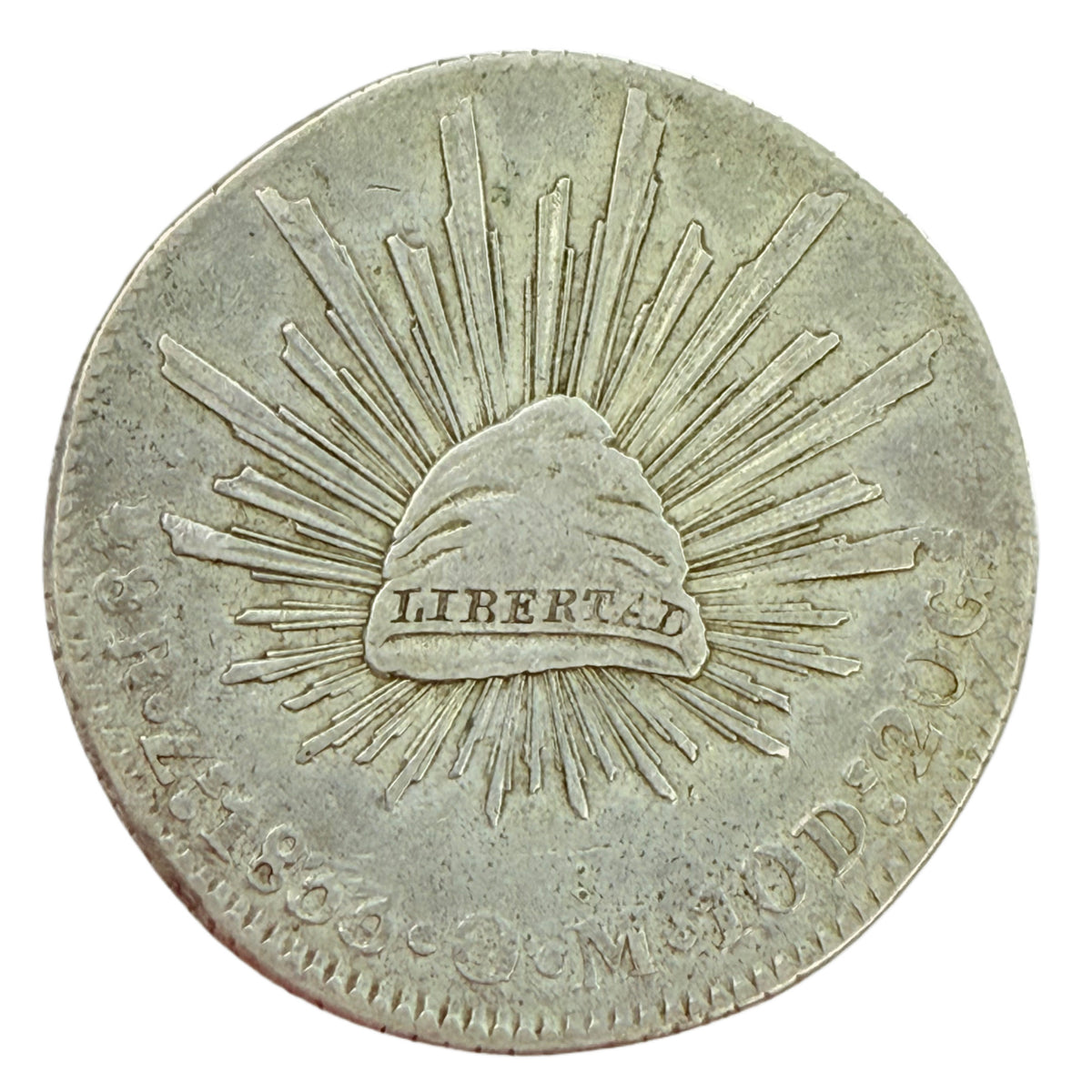 1833/2 Zs OM Zacatecas Mexico 8 Reales
