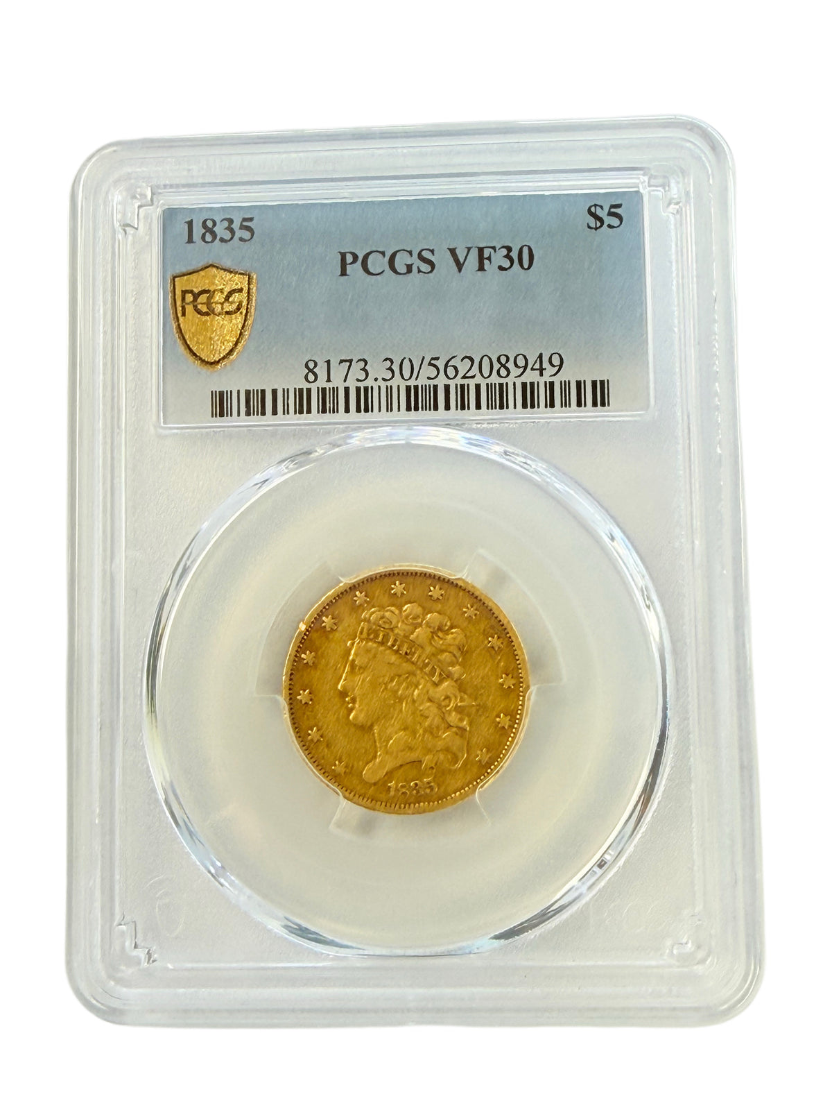 1835 $5 Liberty Gold Half Eagle PCGS VF30