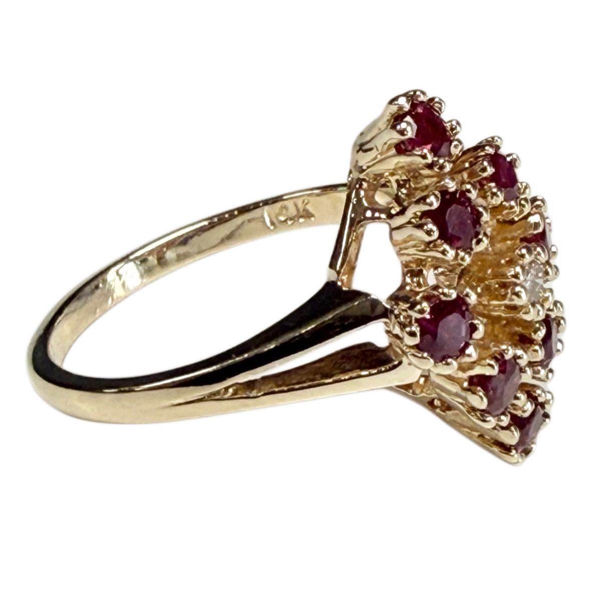 14k Yellow Gold Garnet & Diamond Ring