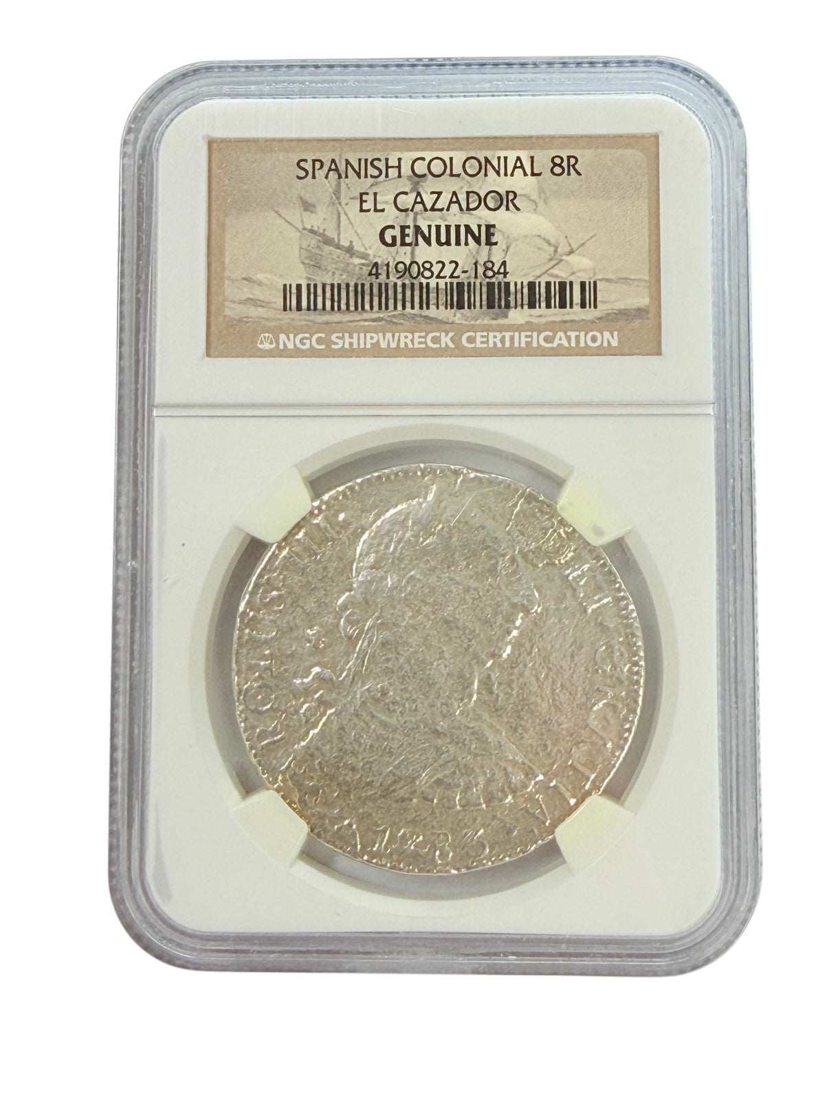 Spanish Colonial El Cazador Shipwreck Silver 8 Reales Genuine NGC