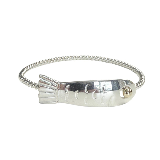 Cape Cod Silver & 14k Gold Fish Hook Bracelet