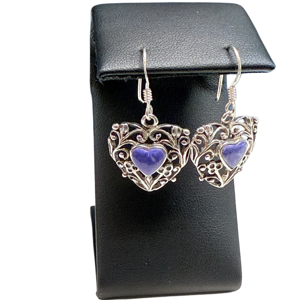 Silver & Sodalite Heart Earrings