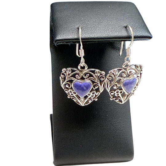 Silver & Sodalite Heart Earrings