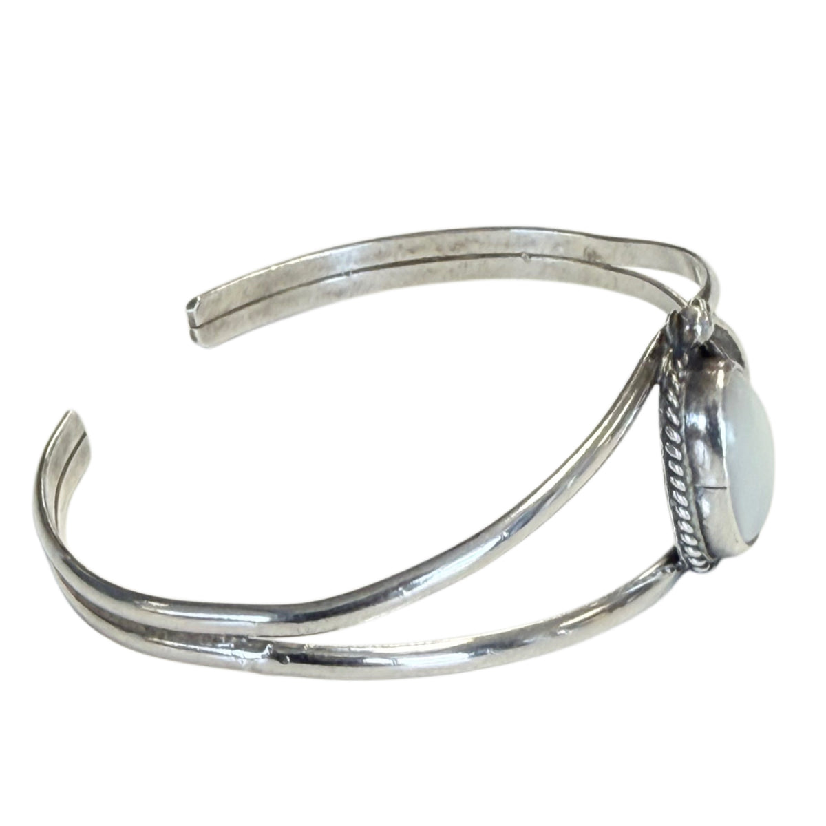 Native American Sterling Mother of Pearl Bangle