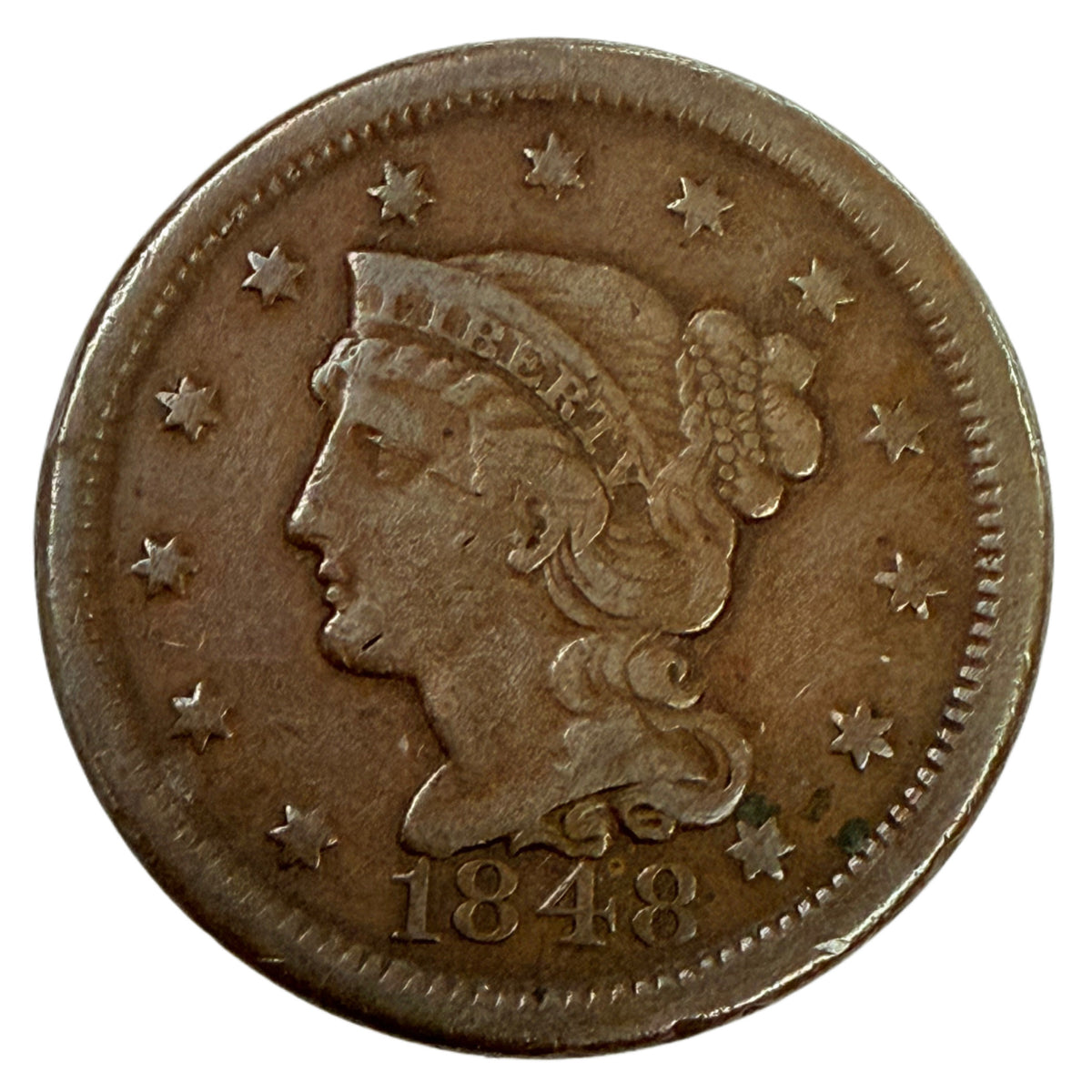 1848 Braided Hair Large Cent (F)